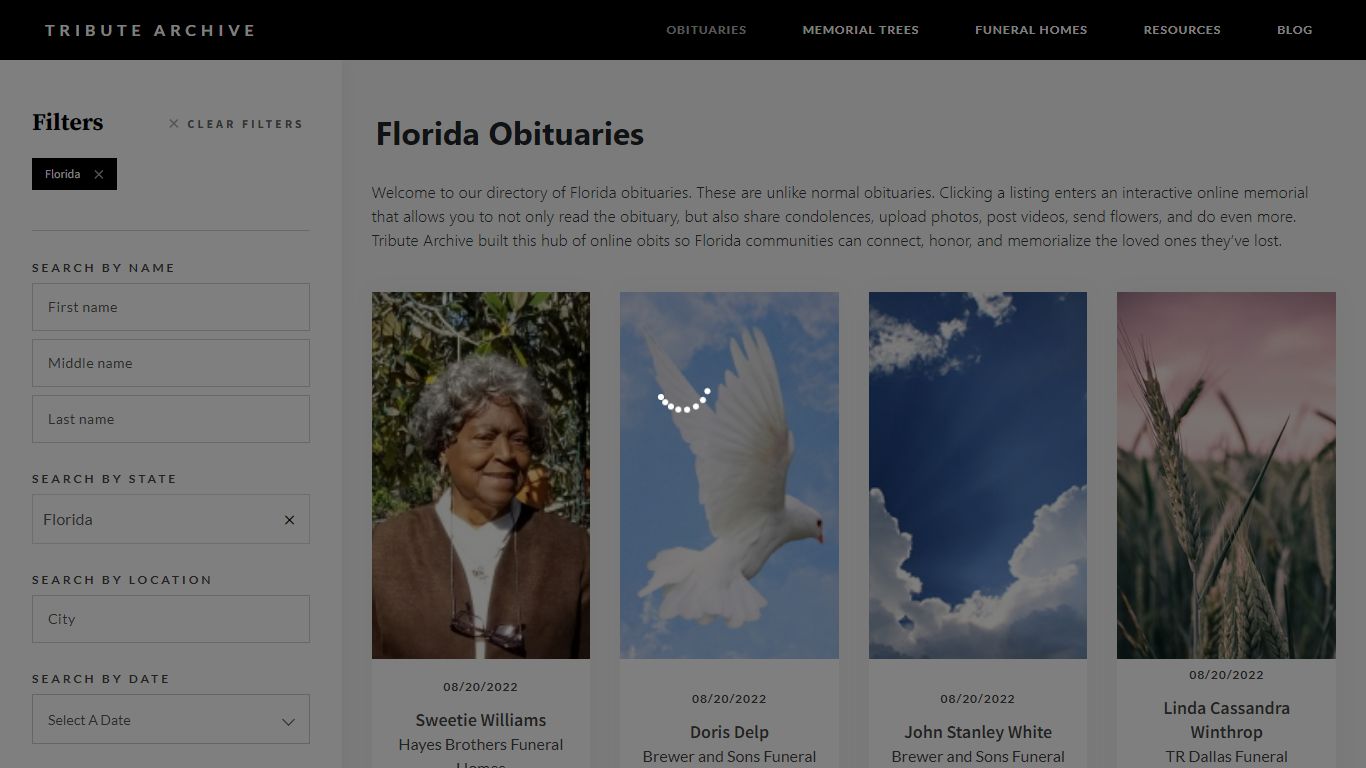 Florida Obituaries | Tribute Archive